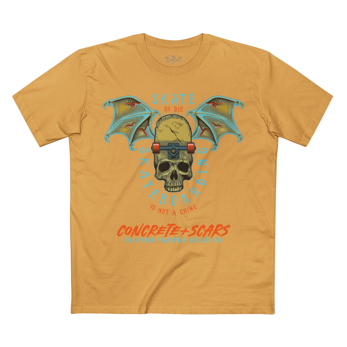 Concrete & Scars Collection - Skate or Die Winged Skull, Graphic T-Shirt — CaliPride Clothing