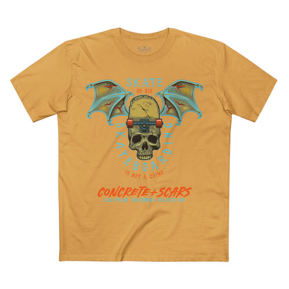 Concrete & Scars Collection - Skate or Die Winged Skull, Graphic T-Shirt — CaliPride Clothing