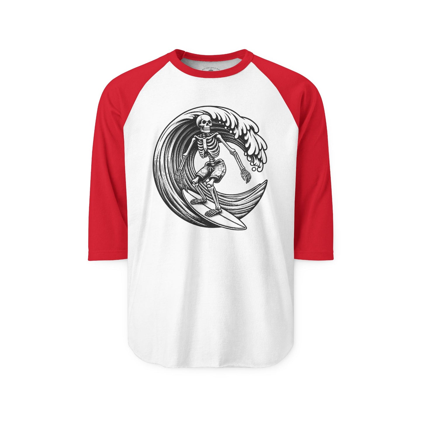Surf & Skate Collection - Solo Swellen, Vintage Skeleton Graphic Raglan Tee — CaliPride Clothing