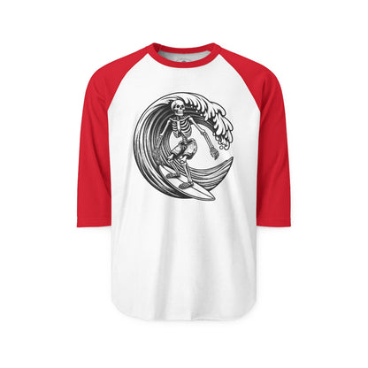 Surf & Skate Collection - Solo Swellen, Vintage Skeleton Graphic Raglan Tee — CaliPride Clothing