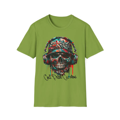 Graffiti Skull with Headphones Graphic T-Shirt - CaliPride Clothing