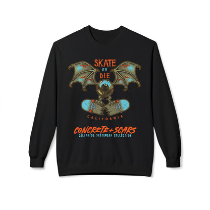 Concrete & Scars Collection - Skate or Die Crazy Eye, Graphic Sweatshirt — CaliPride Clothing