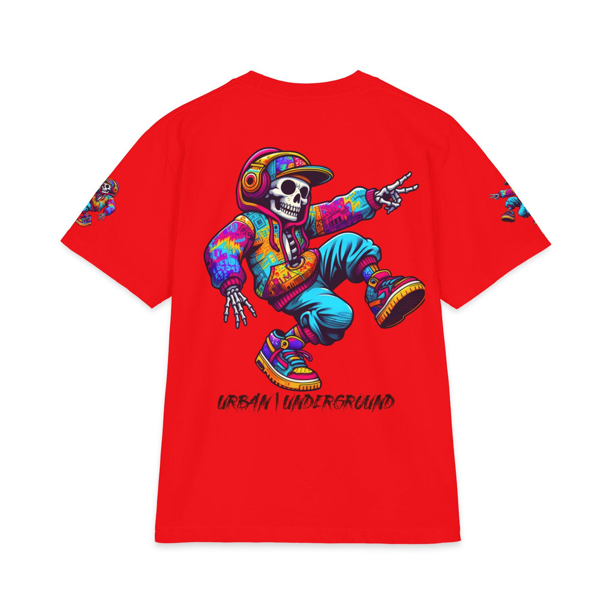 Urban Underground Collection - Neon Drip, Skeleton Jam, Graphic 4-way T Shirt - CaliPride Clothing