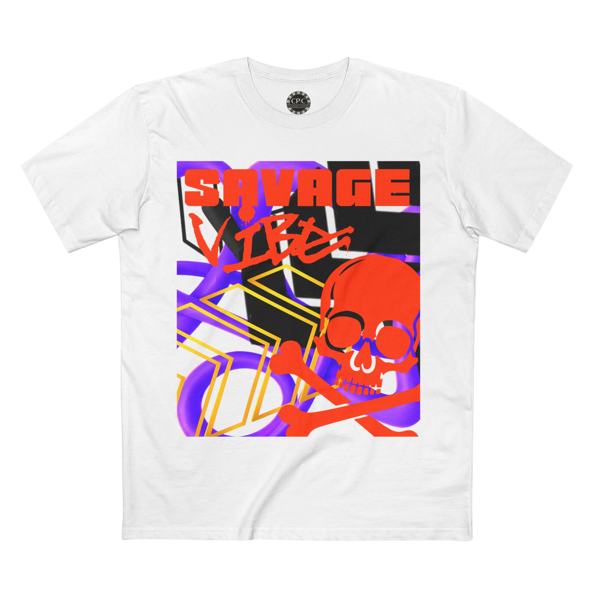 Urban Underground Collection | Savage Vibe series - Skull Trax, Neon Orange & Purple, Premium Graphic Tee — CaliPride Clothing