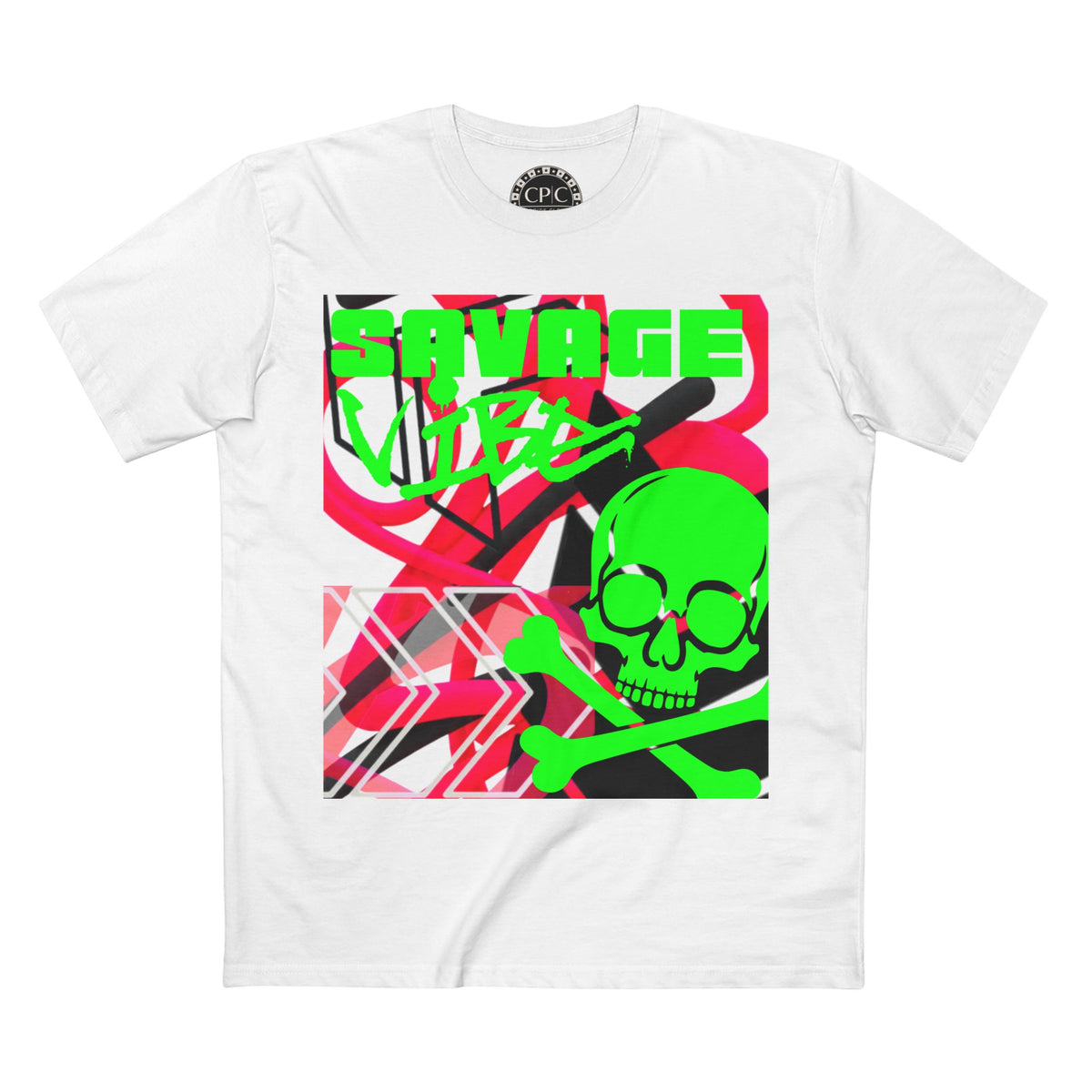 Urban Underground Collection | Savage Vibe series - Skull Trax, Neon Green & Pink, Premium Graphic Tee — CaliPride Clothing