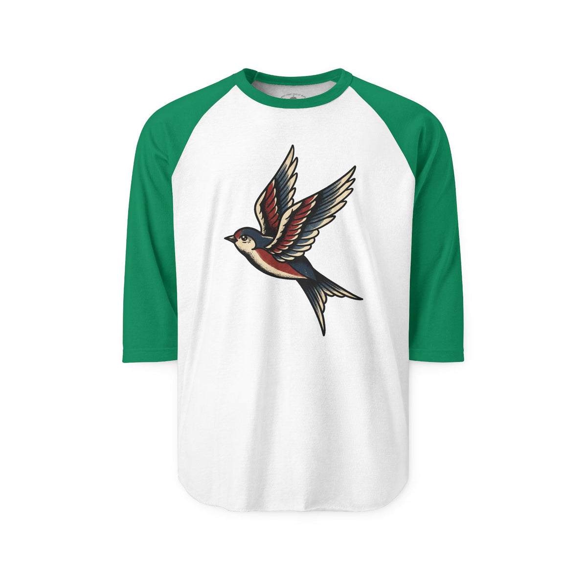 Pacific Works Collection - Raglan, Vintage Flying Swallow Graphic Raglan Tee — CaliPride Clothing