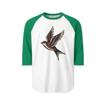Pacific Works Collection - Raglan, Vintage Flying Swallow Graphic Raglan Tee — CaliPride Clothing