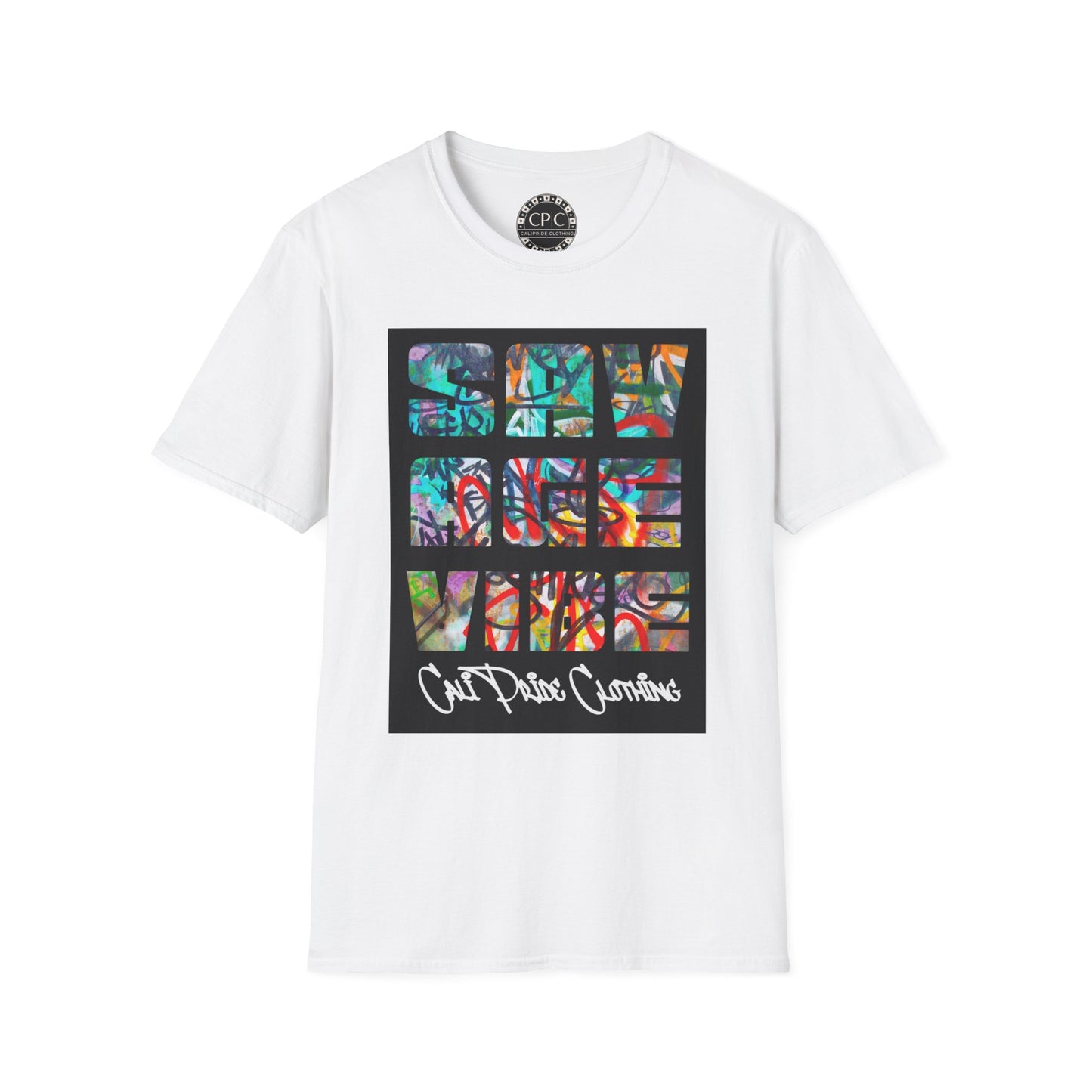 "Savage Vibe Graffiti Block" Series, Multi-color Graffiti w white logo — CaliPride Clothing