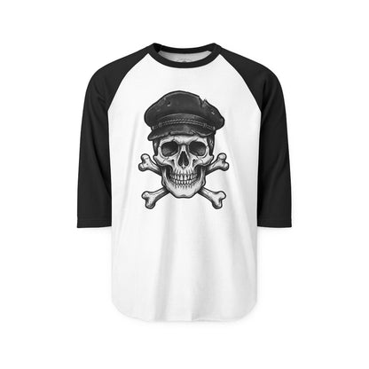 Pacific Works Collection - Raglan, Crossbones Sailor, Vintage Skeleton Graphic Raglan Tee — CaliPride Clothing