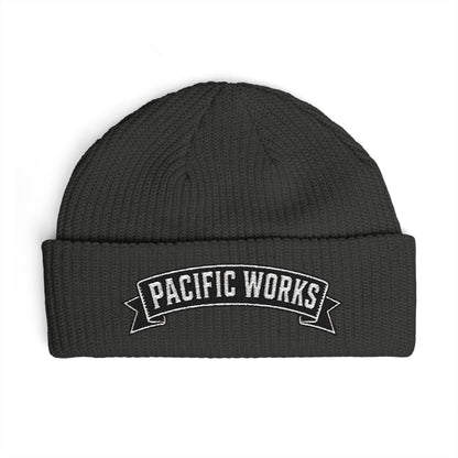 Pacific Works Collection - Cuff Beanie, Embroidered Banner Knit Hat - CaliPride Clothing