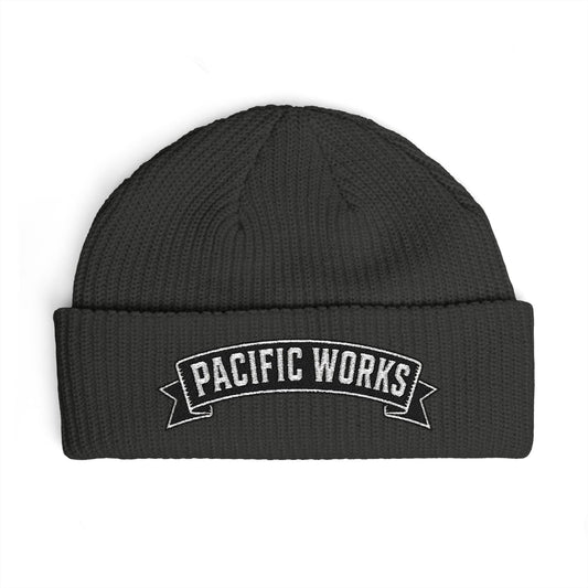 Pacific Works Collection - Cuff Beanie, Embroidered Banner Knit Hat - CaliPride Clothing