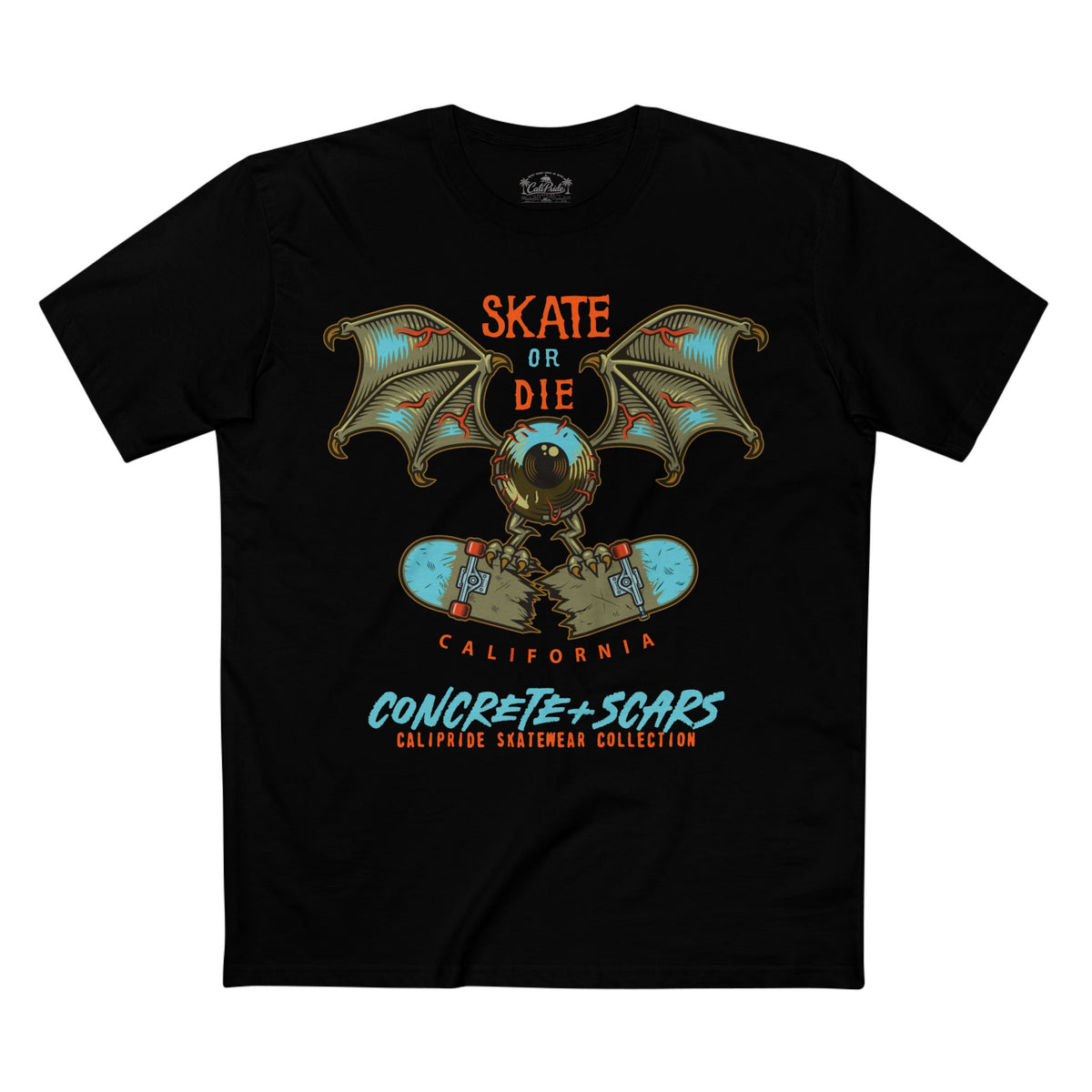 Concrete & Scars Collection - Skate or Die Crazy Eye, Graphic T-Shirt — CaliPride Clothing