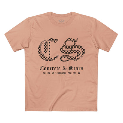 Concrete & Scars Collection - Checkered Old English, Graphic T-Shirt — CaliPride Clothing