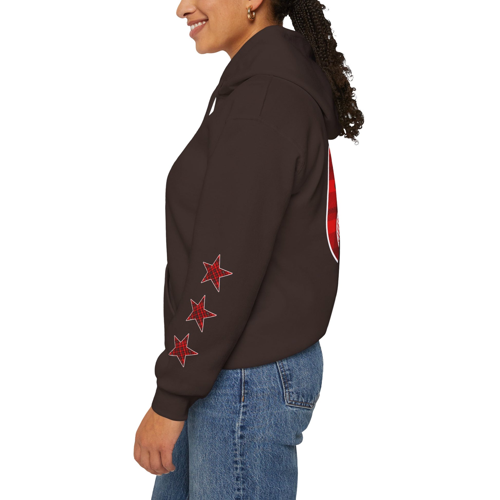 Skate & Surf Collection - CALI | CULTURE, Red Plaid Emblan w Stars Hoodie - CaliPride Clothing