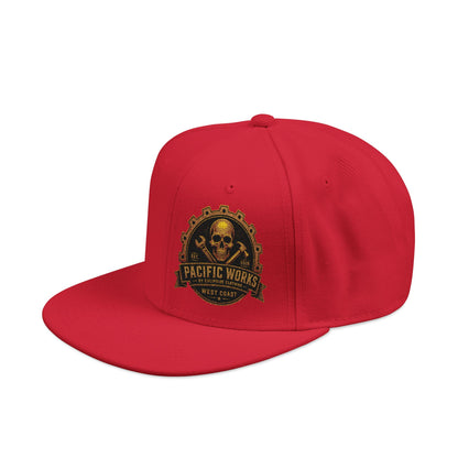 Pacific Works Collection - Signature Logo, Offset, Flat Bill Snapback Hat — CaliPride Clothing