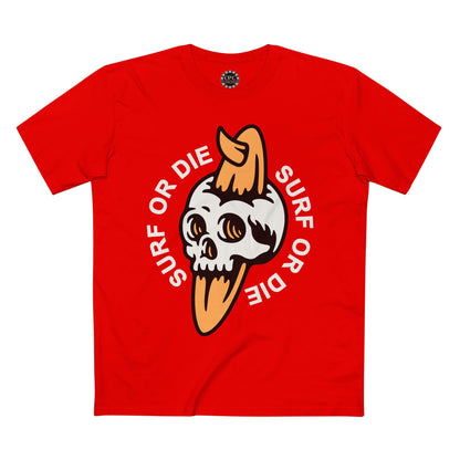 Surf & Beach Collection - "Surf or Die" Skull and Board, Premium Graphic Tee — CaliPride Clothing
