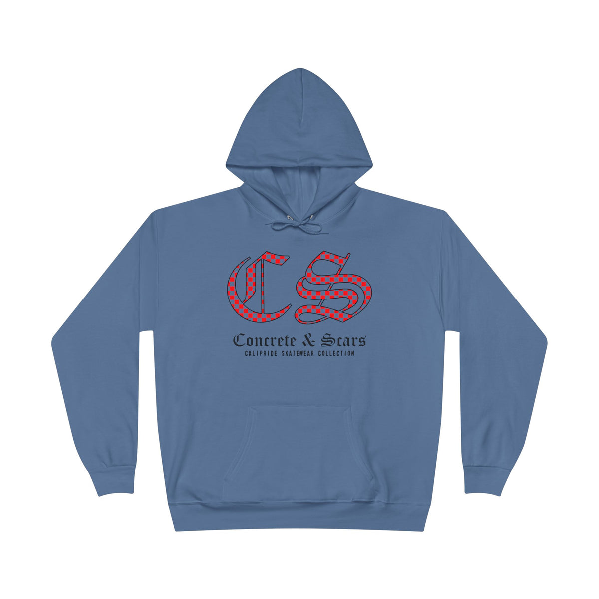 Concrete & Scars Collection - Checkered Old English, Graphic Hoodie — CaliPride Clothing