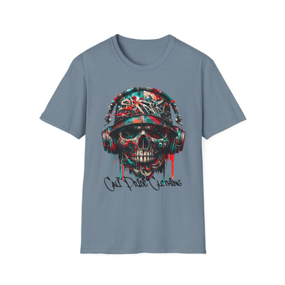 Graffiti Skull with Headphones Graphic T-Shirt - CaliPride Clothing