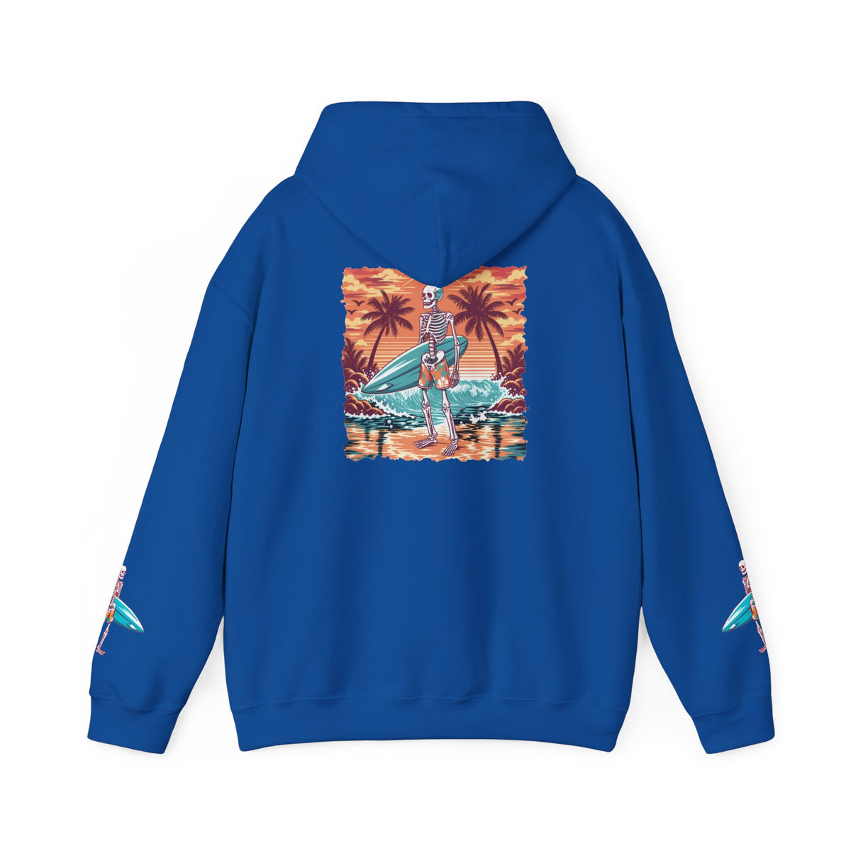 Surf & Beach Collection - Skeleton Sunset Surfer, Graphic Hoodie - CaliPride Clothing