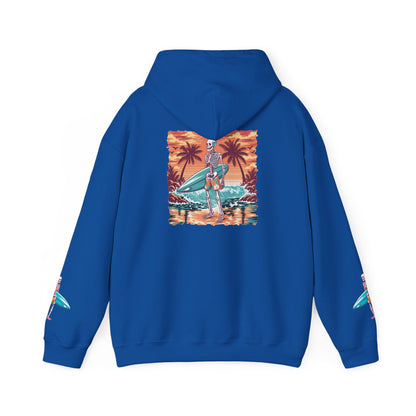 Surf & Beach Collection - Skeleton Sunset Surfer, Graphic Hoodie - CaliPride Clothing