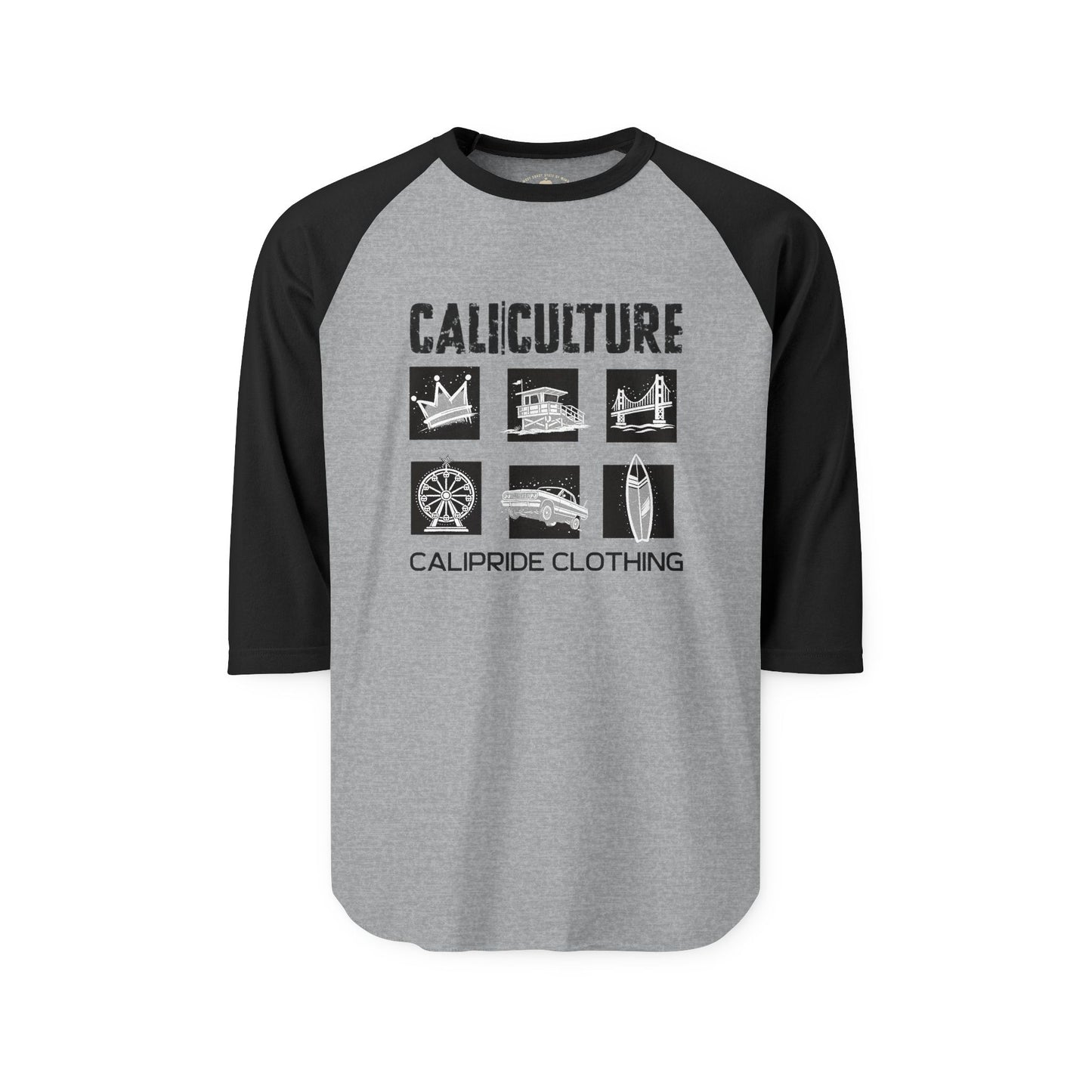 Skate & Surf Collection - CALI | CULTURE, Icon Stamp, Graphic Raglan Tee — CaliPride Clothing