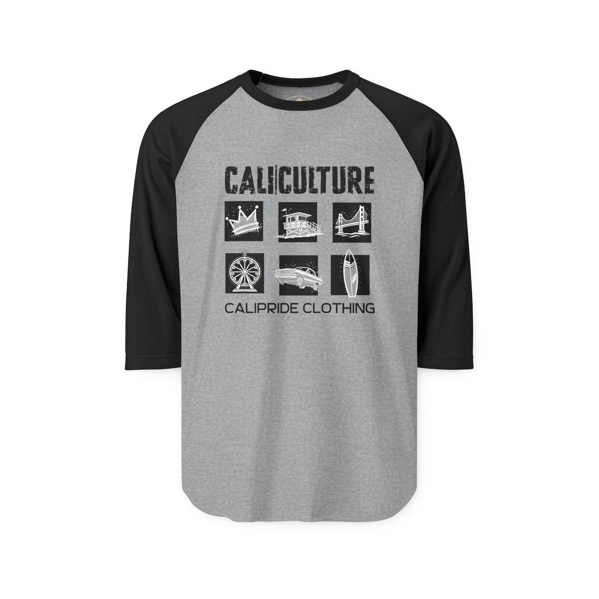 Skate & Surf Collection - CALI | CULTURE, Icon Stamp, Graphic Raglan Tee — CaliPride Clothing