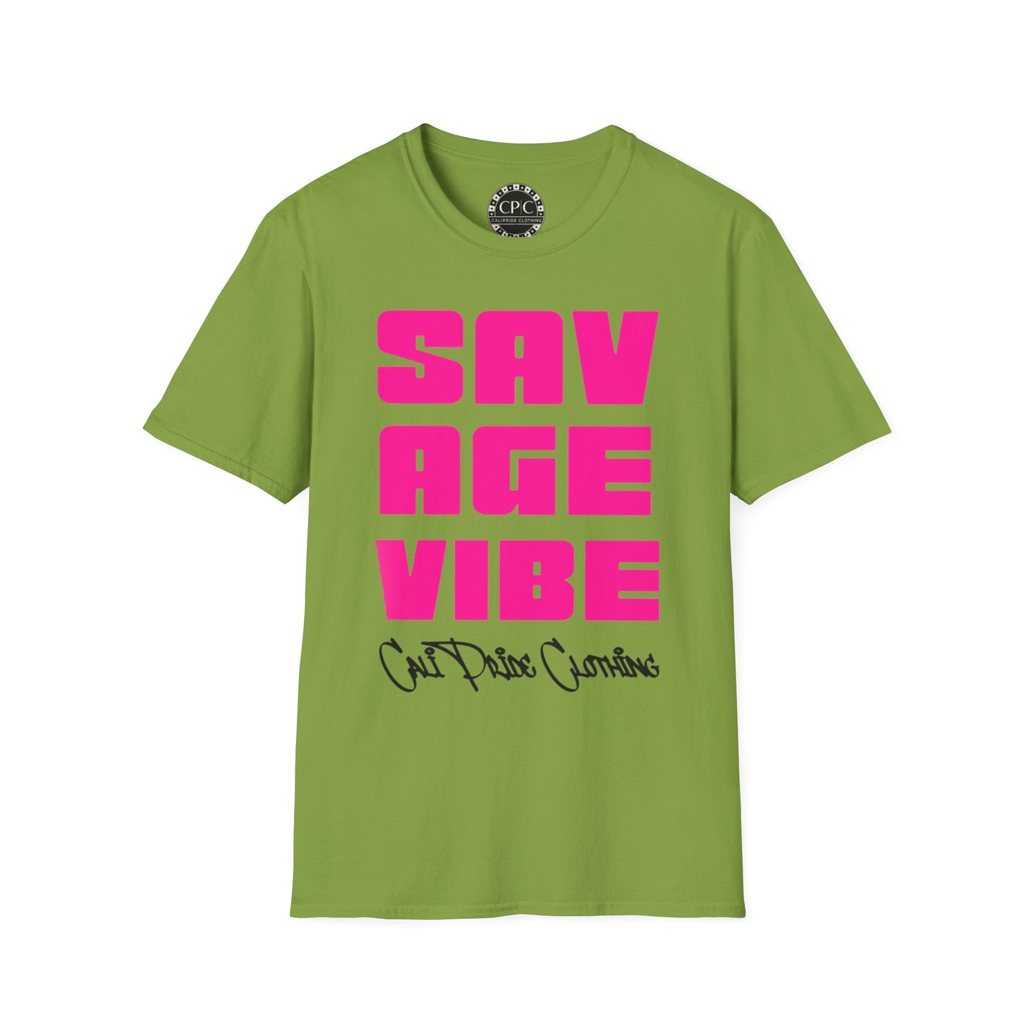 "Savage Vibe Graffiti Block" Series, Solid Neon Pink T Shirt — CaliPride Clothing
