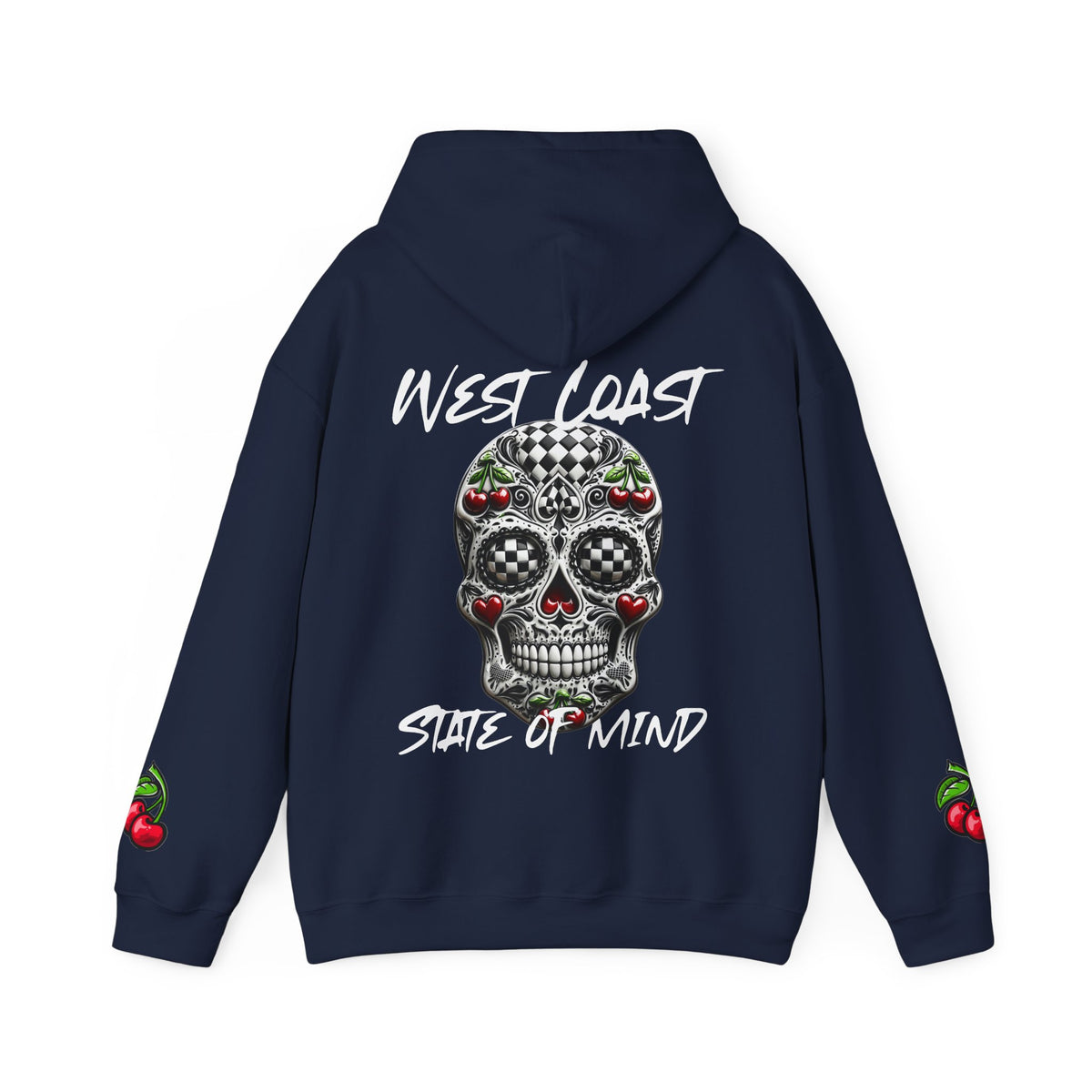 Urban Underground Collection - West Coast State of Mind, Checkers & Cherries Sugar Skull Hoodie - CaliPride Clothing