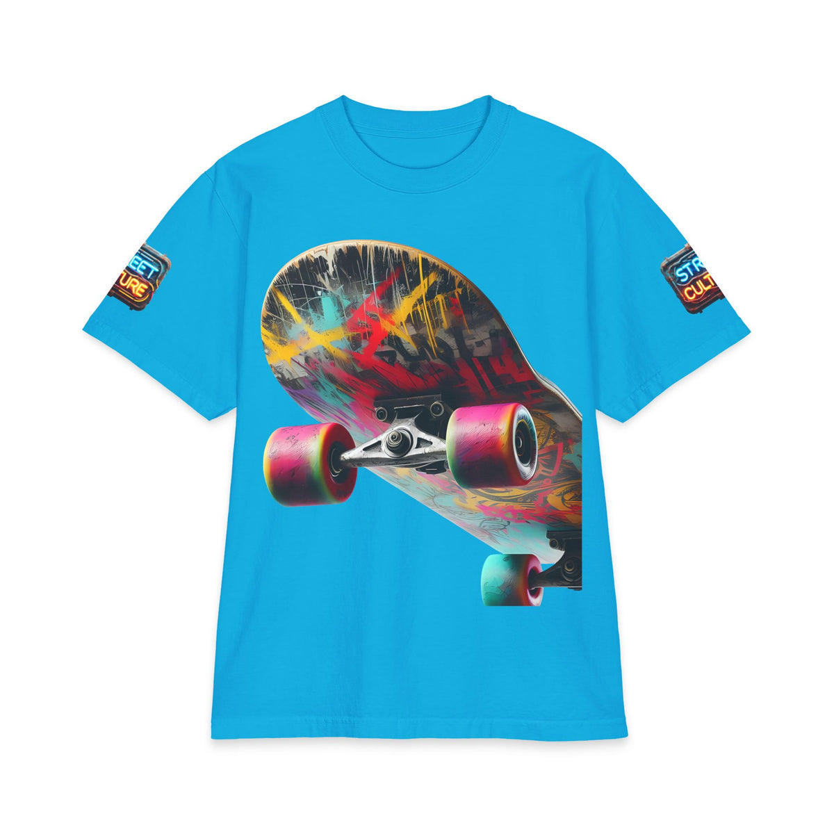 Urban Underground Collection - Neon Drip, Skateboard, Graphic 4-way T Shirt - CaliPride Clothing