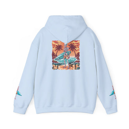 Surf & Beach Collection - Skeleton Sunset Surfer, Graphic Hoodie - CaliPride Clothing