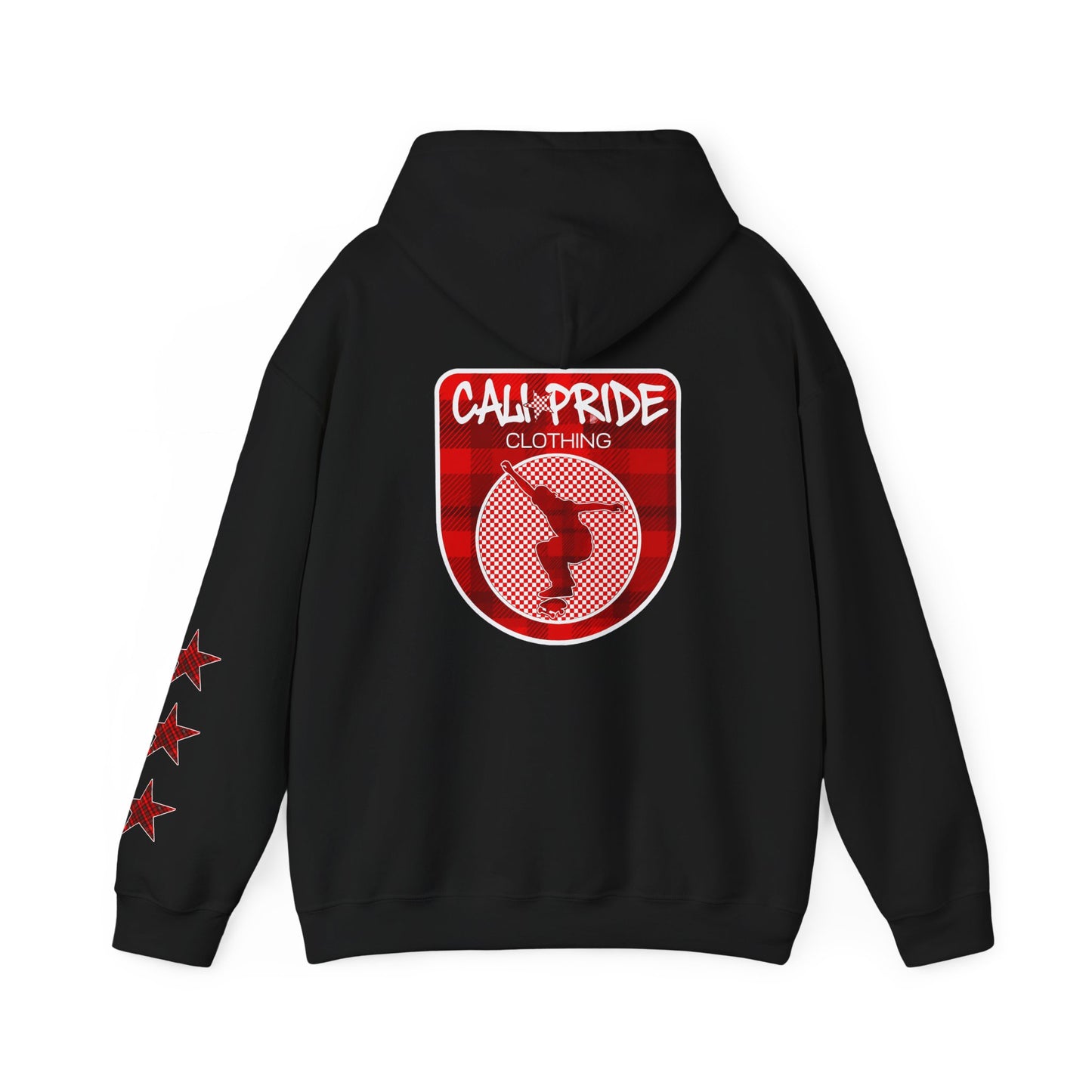 Skate & Surf Collection - CALI | CULTURE, Red Plaid Emblan w Stars Hoodie - CaliPride Clothing