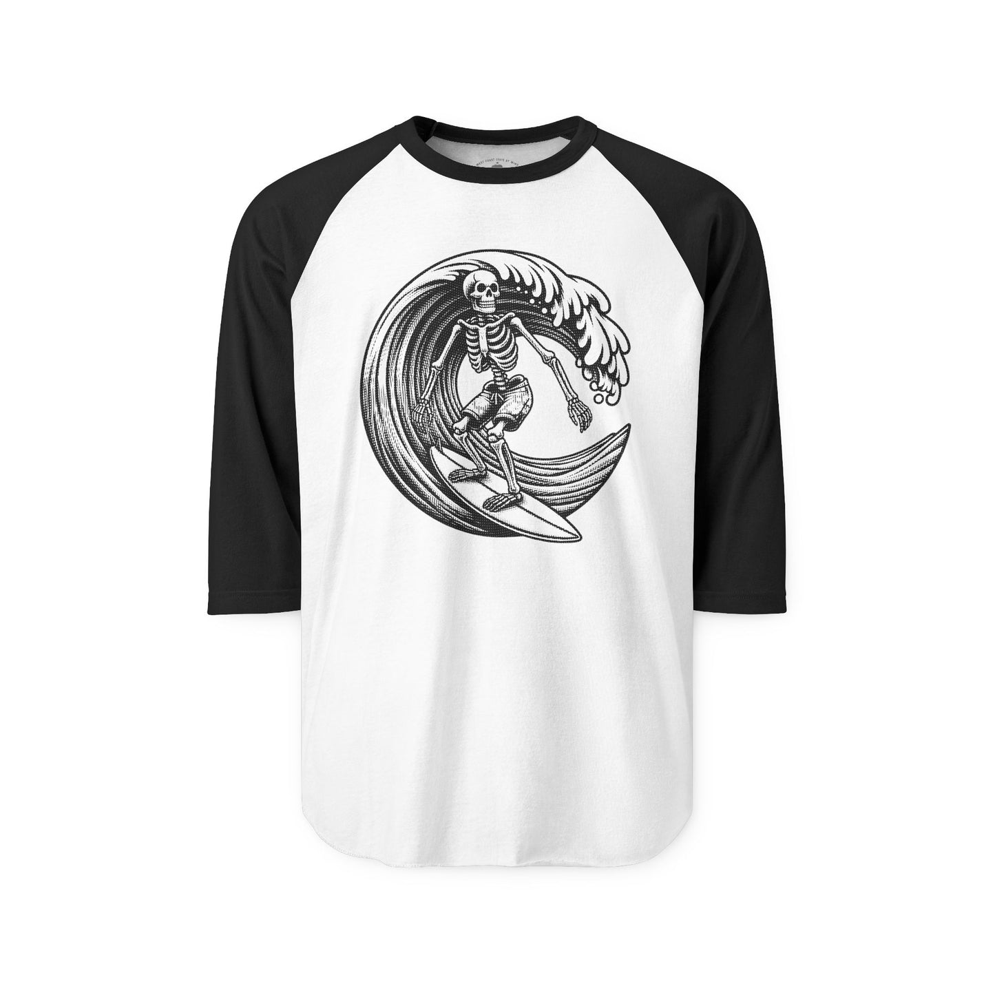Surf & Skate Collection - Solo Swellen, Vintage Skeleton Graphic Raglan Tee — CaliPride Clothing