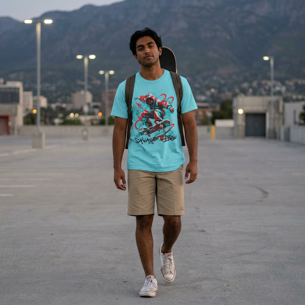 Skate & Surf Collection - Savage Vibe Skater Graphic T-Shirt - CaliPride Clothing