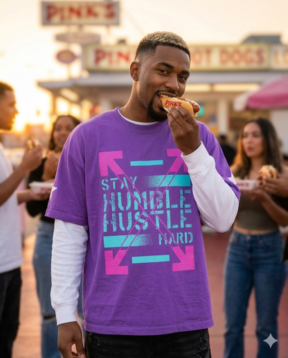 Urban Underground Collection - 'Stay Humble, Hustle Hard' double sided Rockstar Graphic T Shirt — CaliPride Clothing
