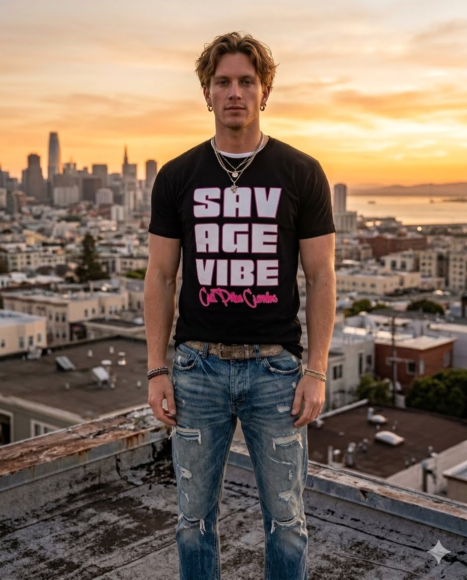 "Savage Vibe Graffiti Block" Series, Neon Pink outlined logo w black — CaliPride Clothing