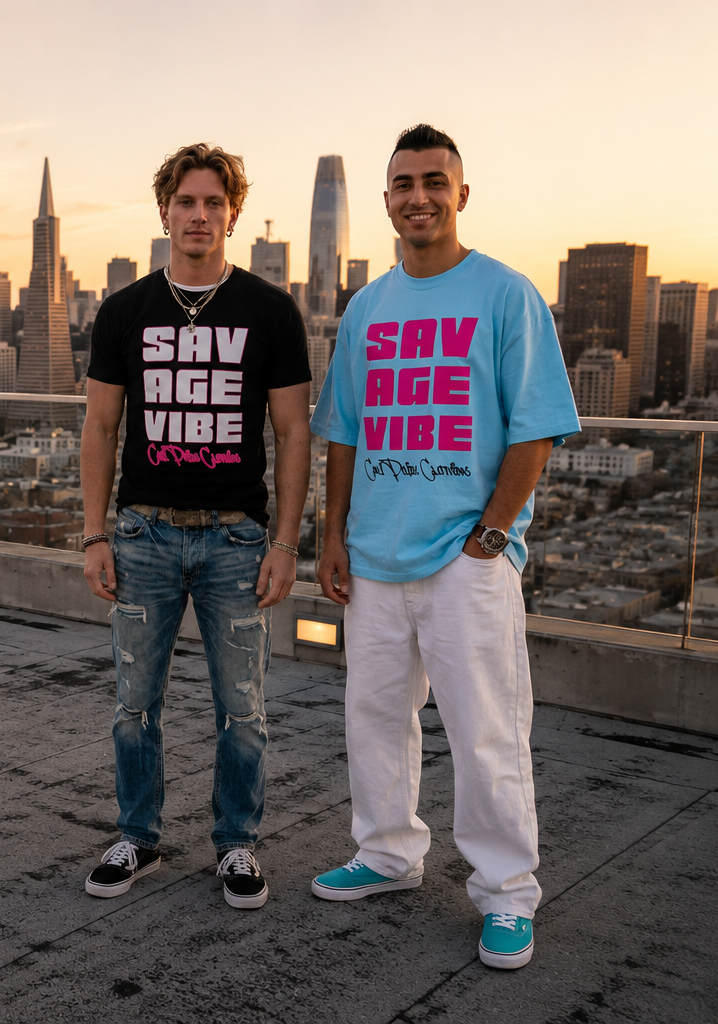"Savage Vibe Graffiti Block" Series, Neon Pink outlined logo w black — CaliPride Clothing