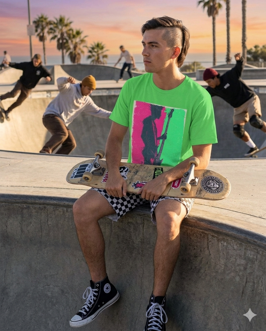 Punk Resurrected Collection - Neon Retro Rock Star Graphic T - Shirt - CaliPride Clothing