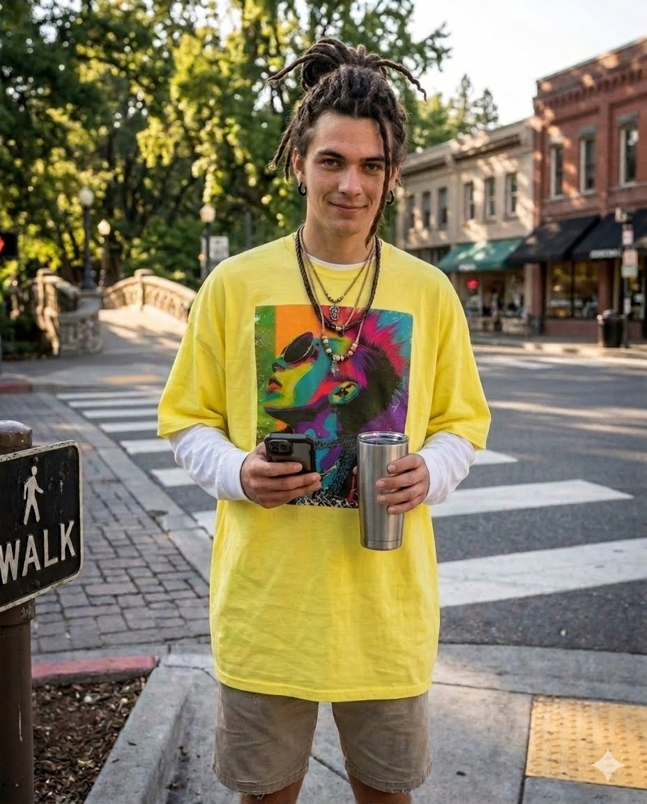 Punk Resurrected Collection - Neon Retro Musician, Graphic T - Shirt - CaliPride Clothing