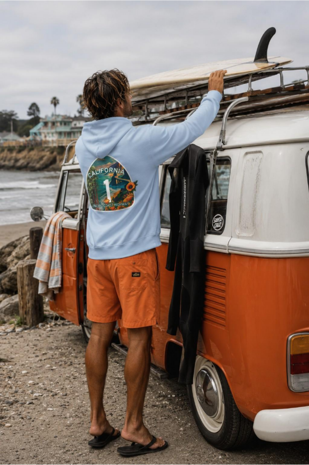 Surf & Beach Collection - Pacific Coast Highway & California Poppies, Graphic Hoodie | CaliPride Clothing