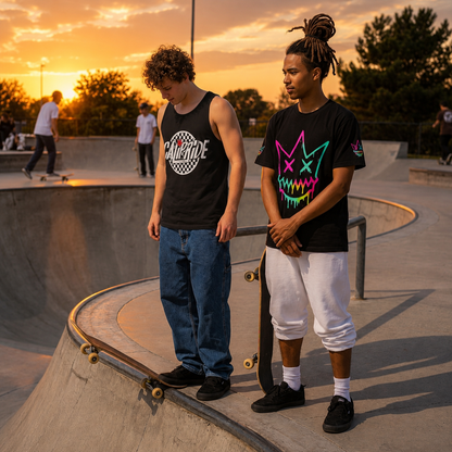 Urban Underground Collection - Neon Drip, Crown Face, Graphic 4-way T Shirt - CaliPride Clothing