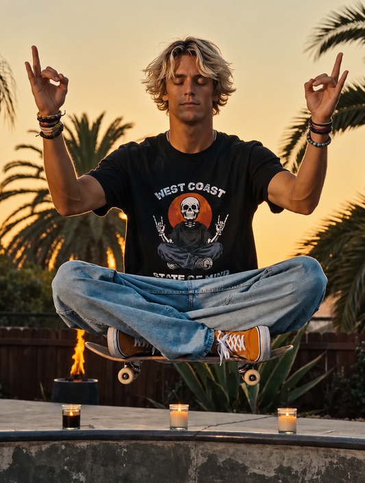Skate & Surf Collection - Zen to the Bone, Vintage Skeleton Graphic T-Shirt — CaliPride Clothing