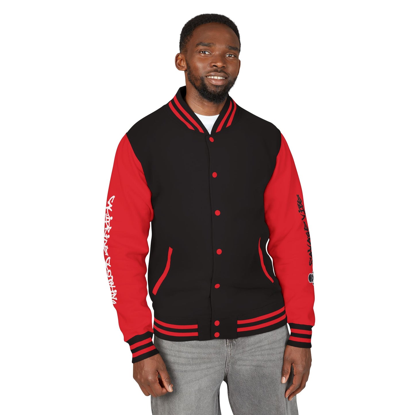 Urban Underground Collection - Savage Vibe, Bone Drop Graphic Letterman Jacket | CaliPride Clothing