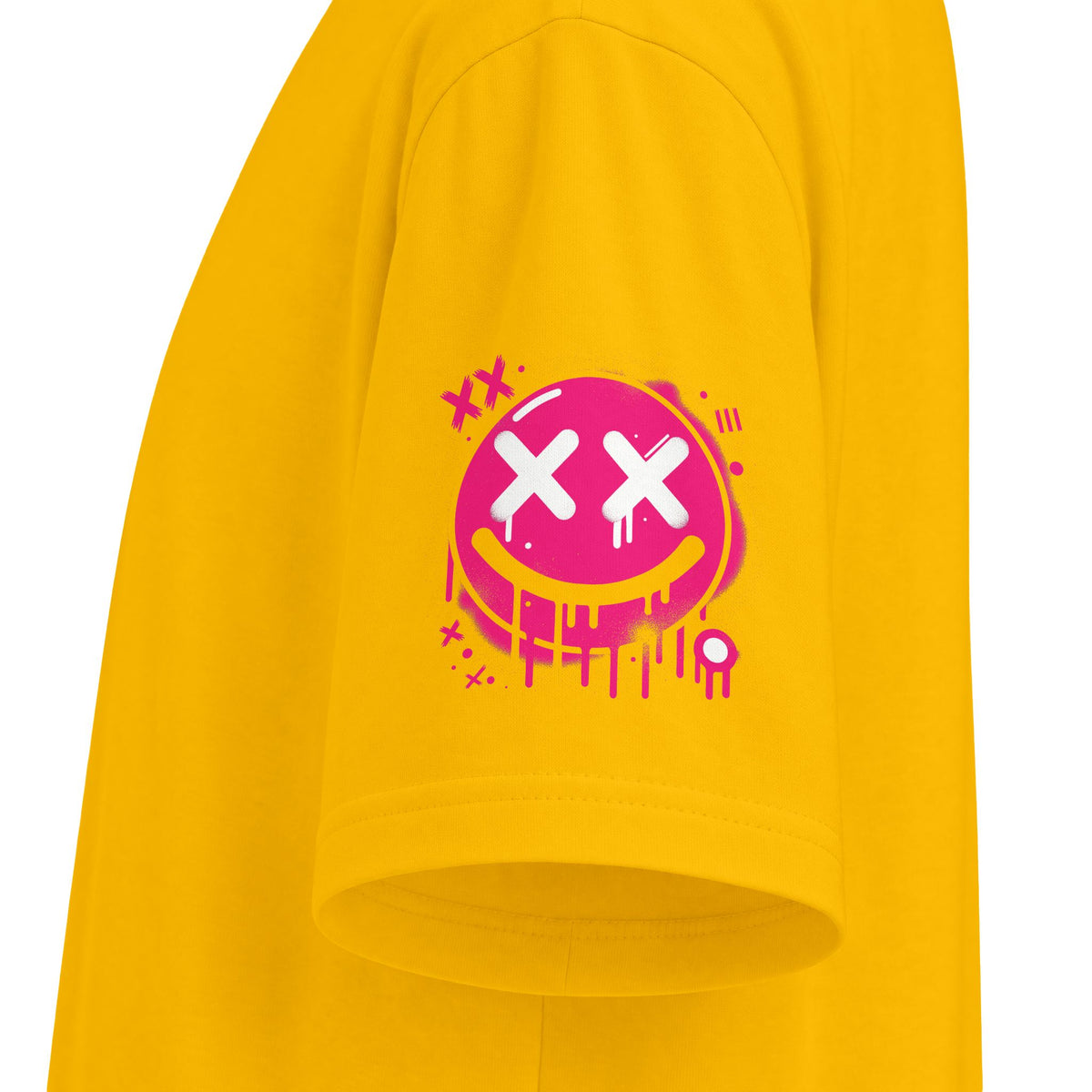 Urban Underground Collection - Neon Drip, X'd Out Smiley, Graphic 4-way T Shirt - CaliPride Clothing