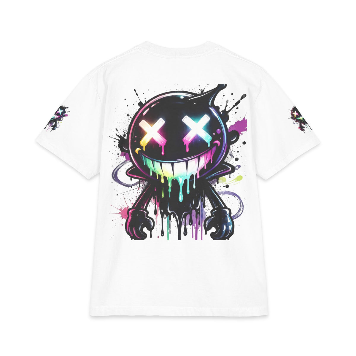 Urban Underground Collection - Neon Drip Smiley, Graphic 4-way T Shirt - CaliPride Clothing