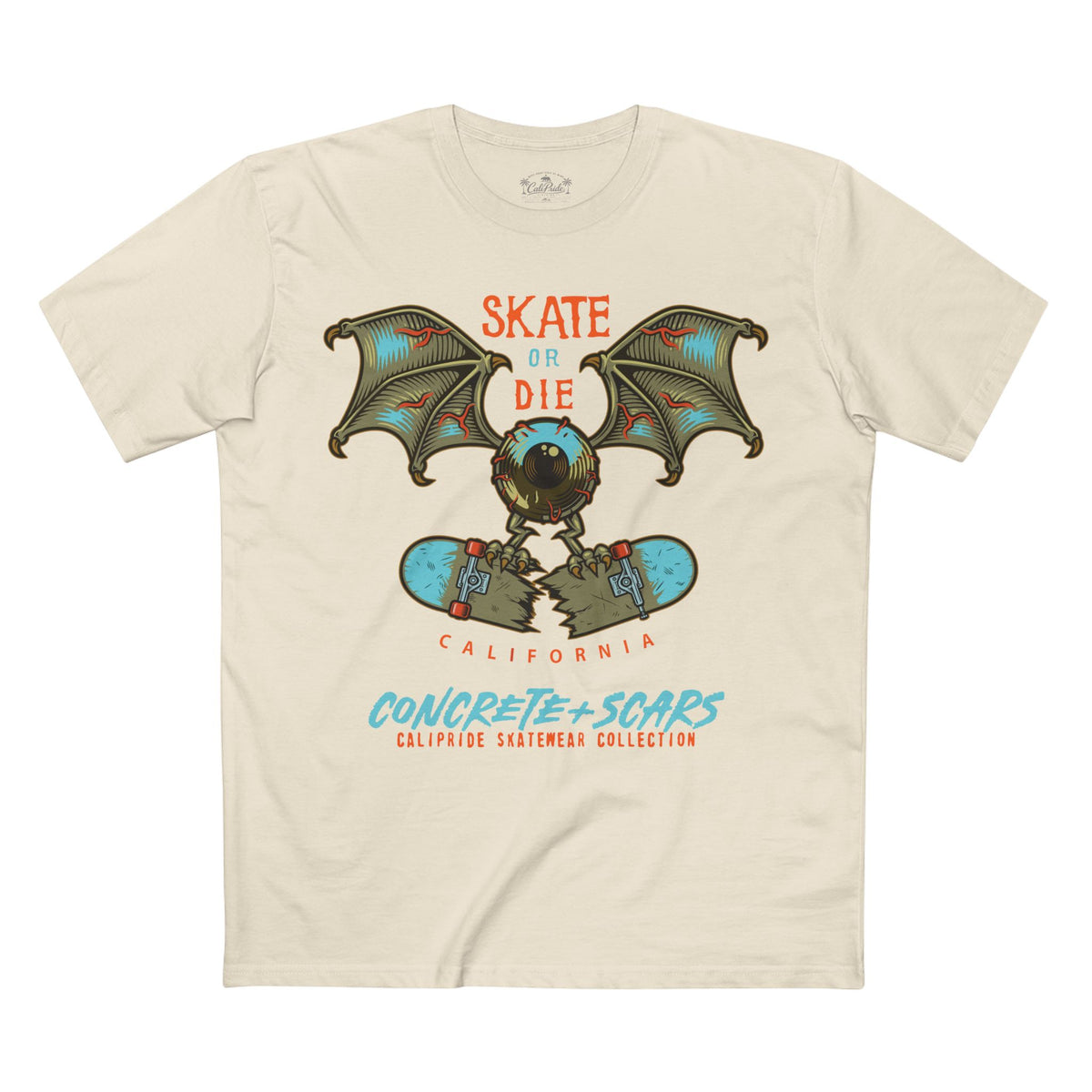 Concrete & Scars Collection - Skate or Die Crazy Eye, Graphic T-Shirt — CaliPride Clothing