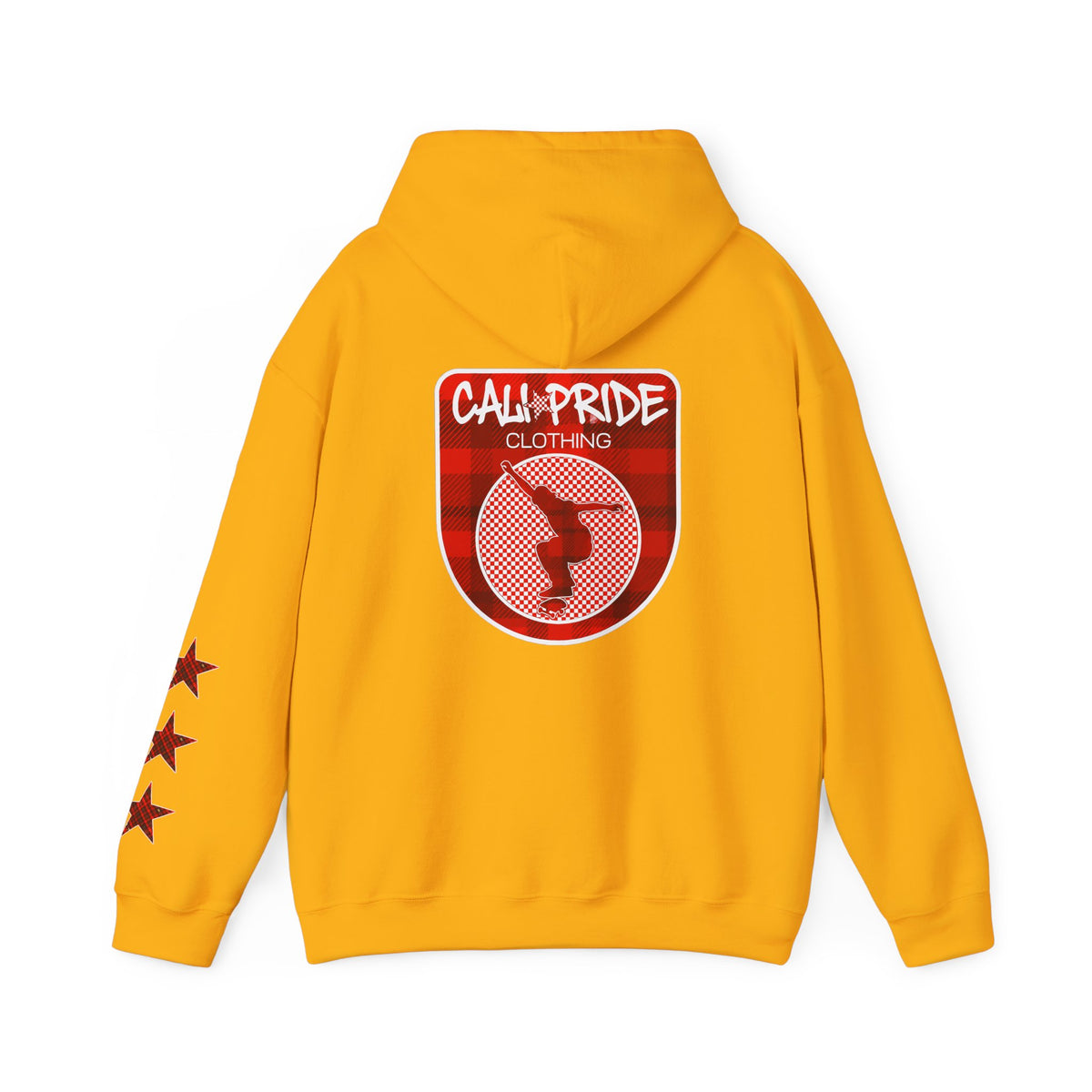Skate & Surf Collection - CALI | CULTURE, Red Plaid Emblan w Stars Hoodie - CaliPride Clothing