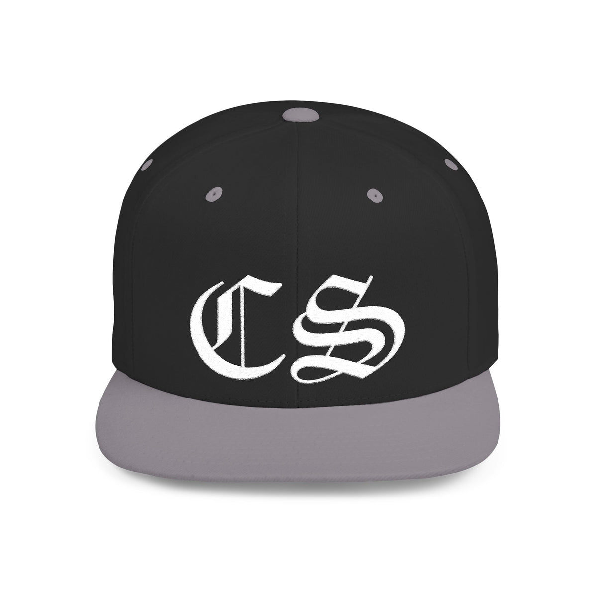Concrete & Scars Skatewear Collection - CS Old English Embroidered, white logo, Hat | Flat Bill Snapback - CaliPride Clothing