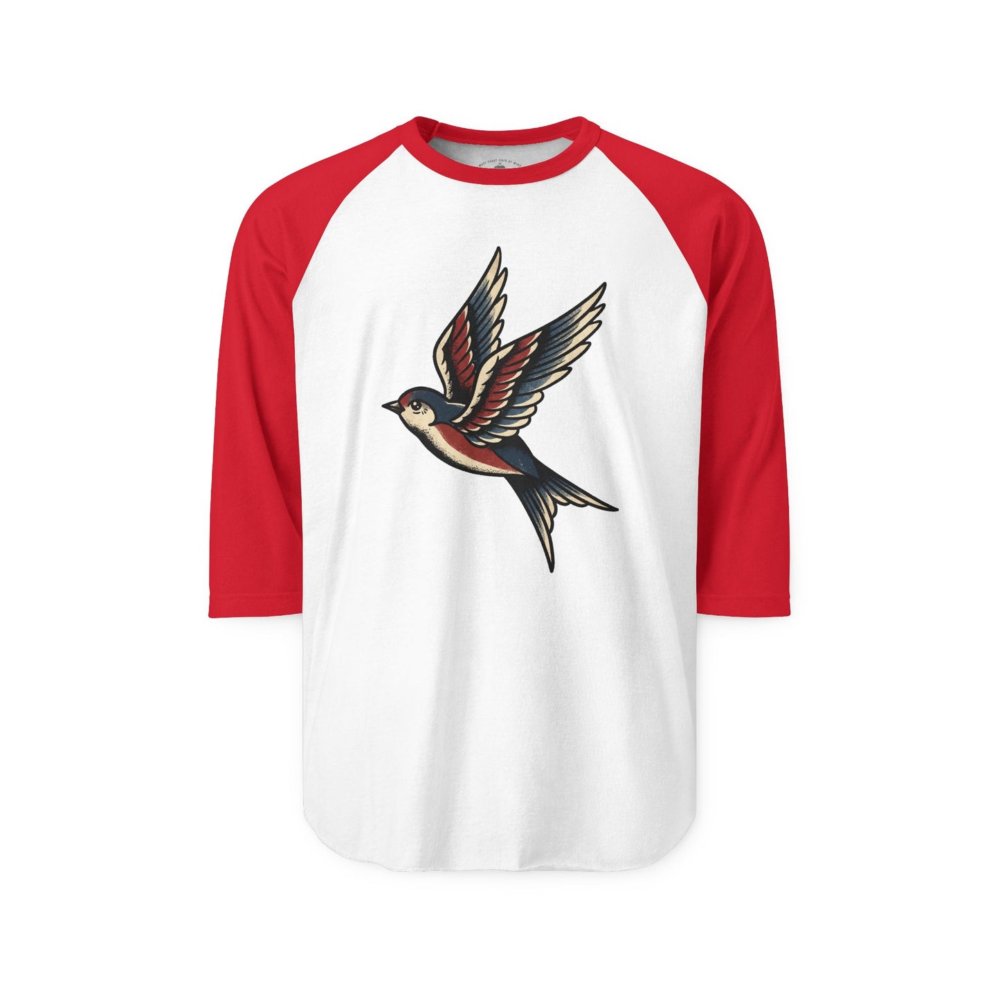 Pacific Works Collection - Raglan, Vintage Flying Swallow Graphic Raglan Tee — CaliPride Clothing