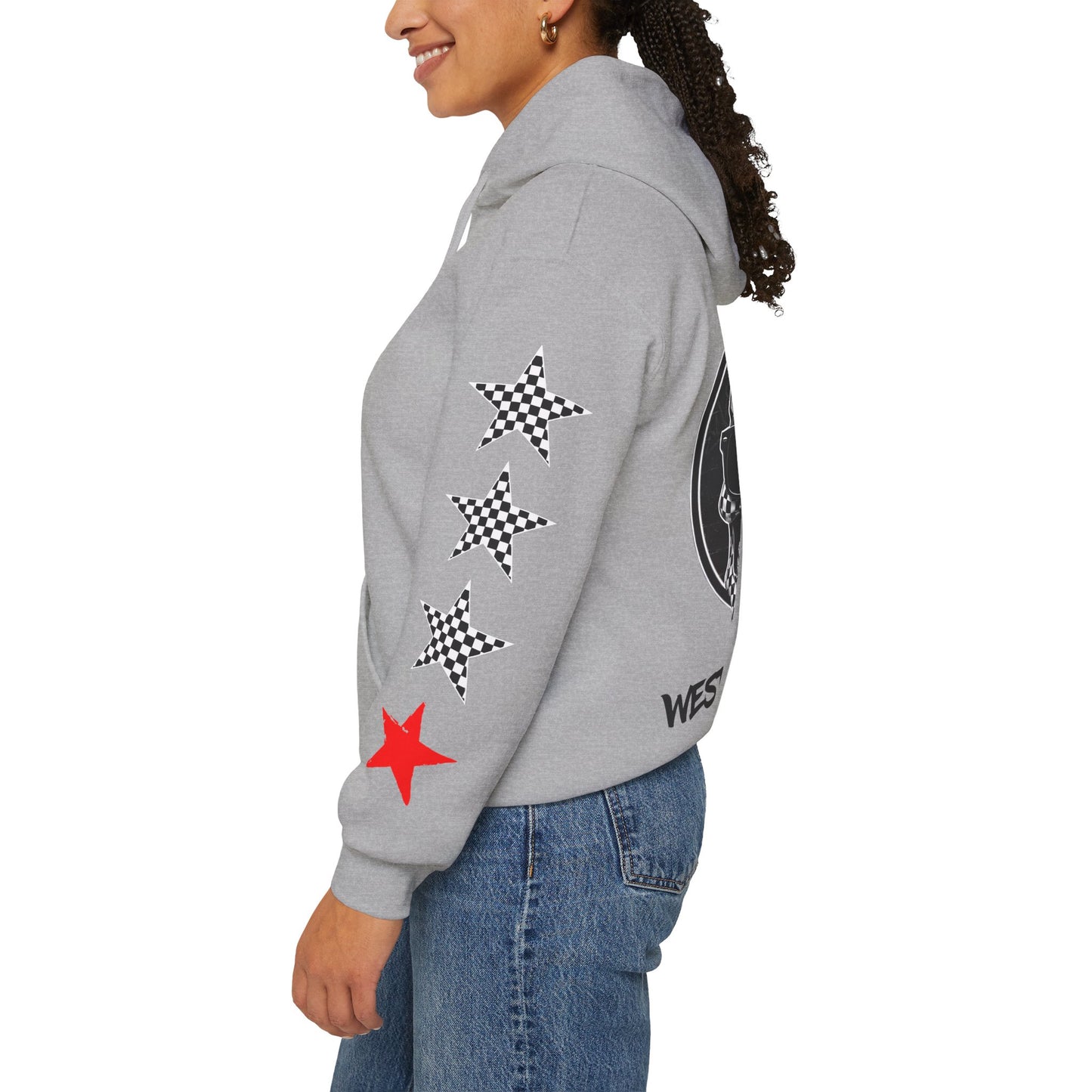 'West Coast Vibe', Checkered Sugar Skull & Stars Hoodie - CaliPride Clothing
