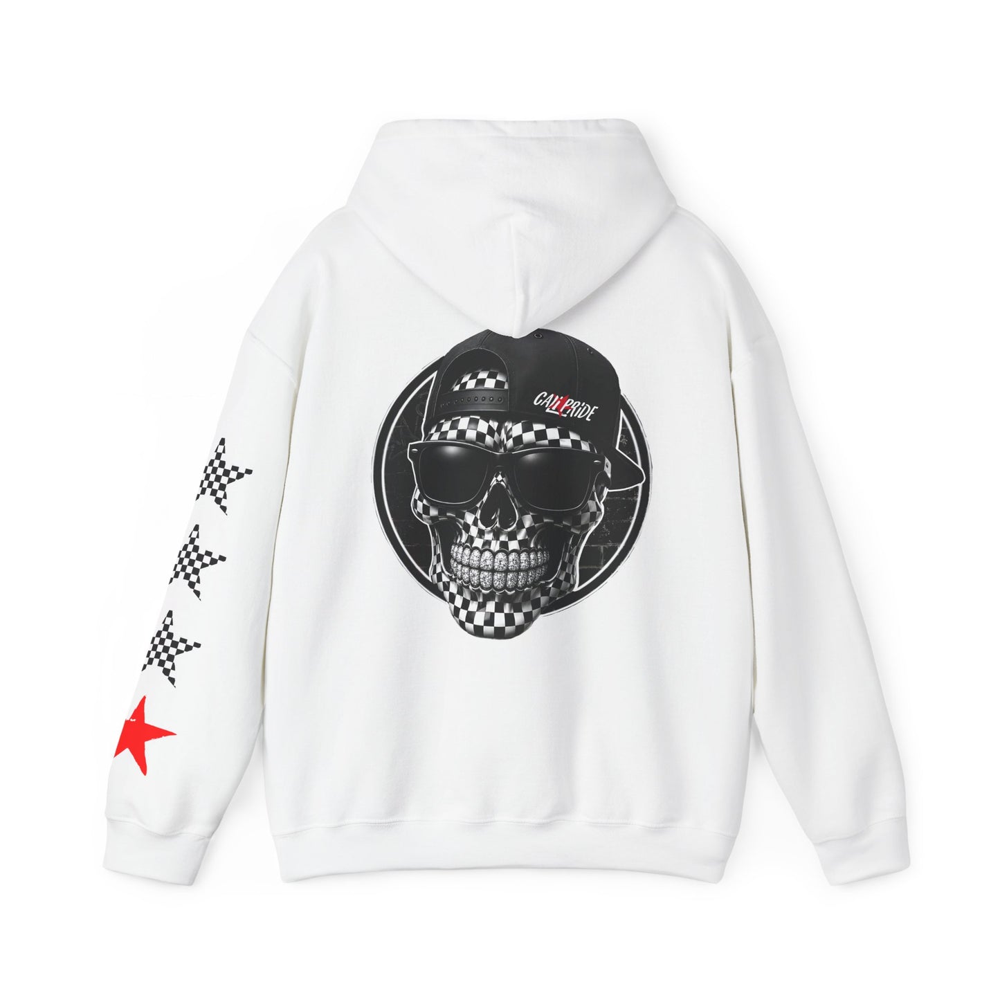 'West Coast Vibe', Checkered Sugar Skull & Stars Hoodie - CaliPride Clothing